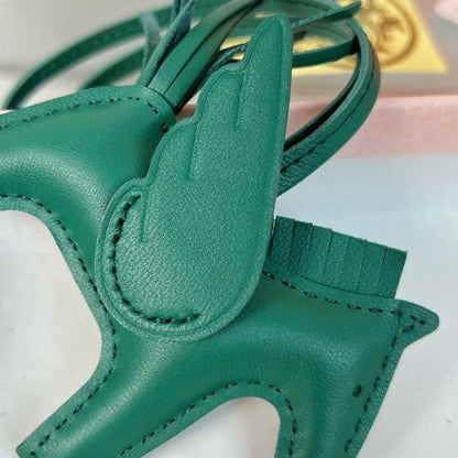 HERM Rodeo Pegase PM Bag Charm in Green Lambskin