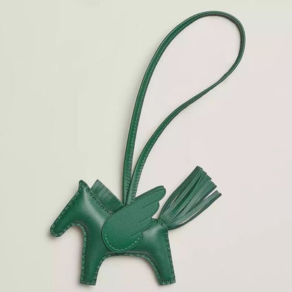 HERM Rodeo Pegase PM Bag Charm in Green Lambskin
