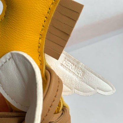 HERM Rodeo Pegase PM Bag Charm in Yellow/Biscuit/Craie Lambskin