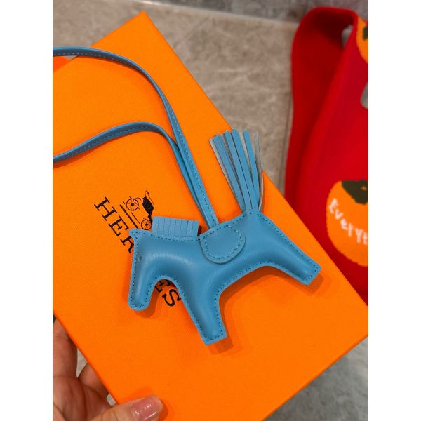 HERM Rodeo PM Bag Charm in Blue Azteque Lambskin