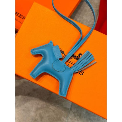 HERM Rodeo PM Bag Charm in Blue Azteque Lambskin