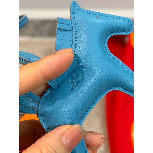 HERM Rodeo PM Bag Charm in Blue Azteque Lambskin