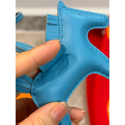 HERM Rodeo PM Bag Charm in Blue Azteque Lambskin