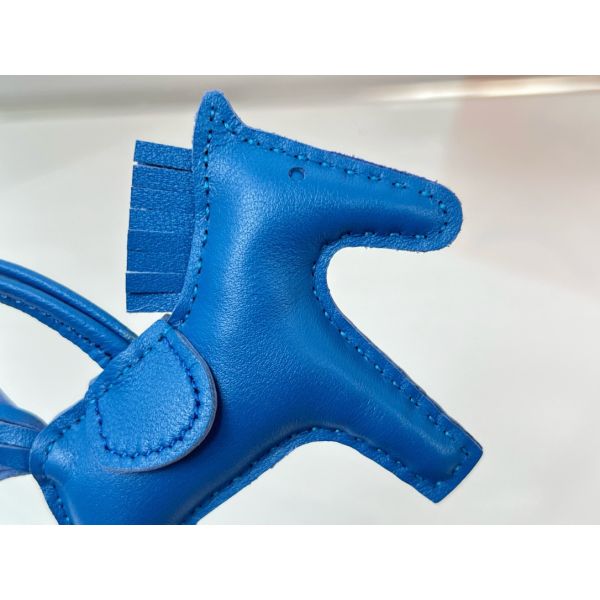 HERM Rodeo PM Bag Charm in Blue France Lambskin
