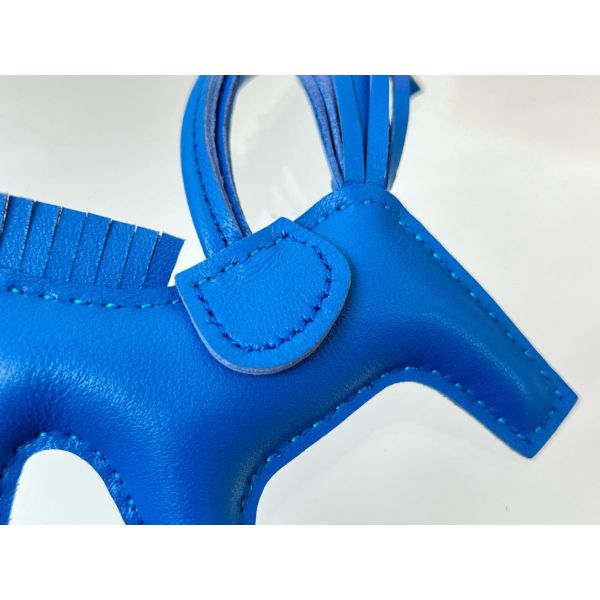 HERM Rodeo PM Bag Charm in Blue France Lambskin