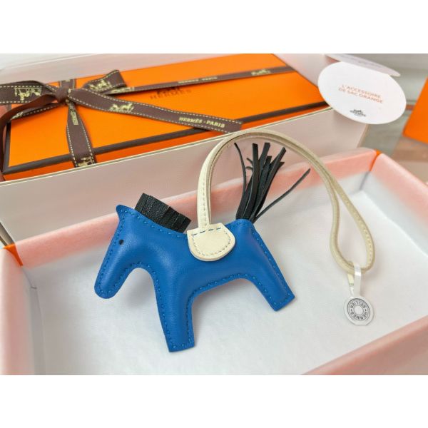 HERM Rodeo PM Bag Charm in Blue/Black/Craie Lambskin