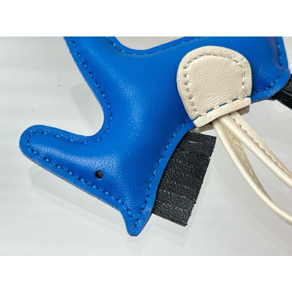 HERM Rodeo PM Bag Charm in Blue/Black/Craie Lambskin