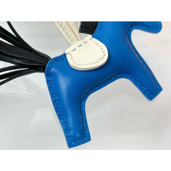 HERM Rodeo PM Bag Charm in Blue/Black/Craie Lambskin