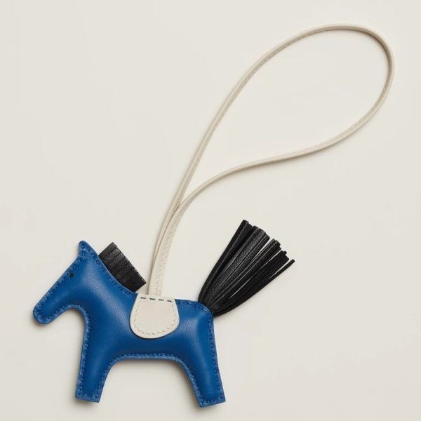 HERM Rodeo PM Bag Charm in Blue/Black/Craie Lambskin