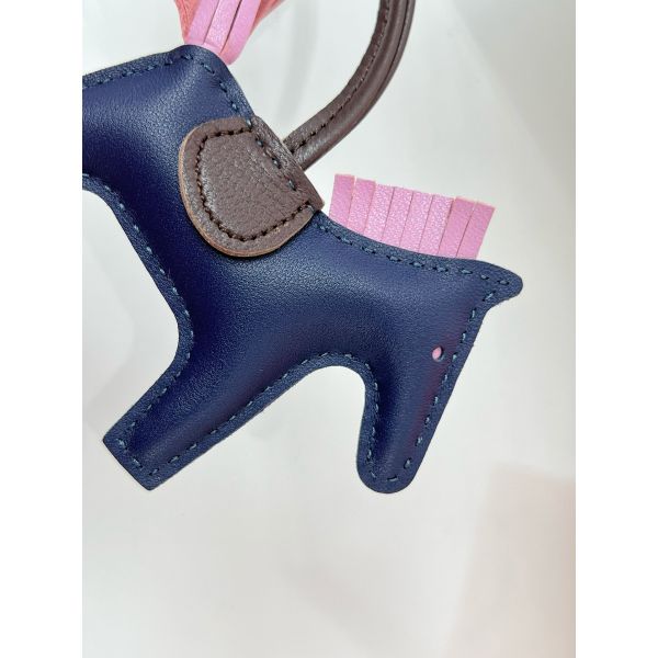 HERM Rodeo PM Bag Charm in Blue/Chocolate/Pink Lambskin