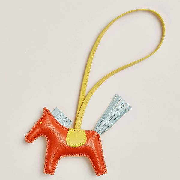 HERM Rodeo PM Bag Charm in Orange/Blue/Yellow Lambskin