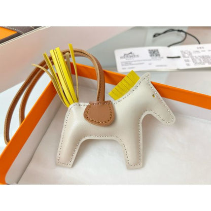 HERM Rodeo PM Bag Charm in Craie/Yellow/Gold Lambskin
