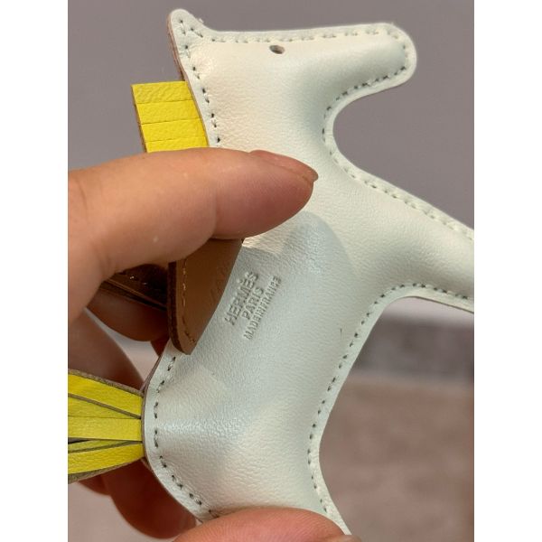 HERM Rodeo PM Bag Charm in Craie/Yellow/Gold Lambskin