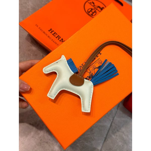 HERM Rodeo PM Bag Charm in Vert Fizz/Blue/Gold Lambskin