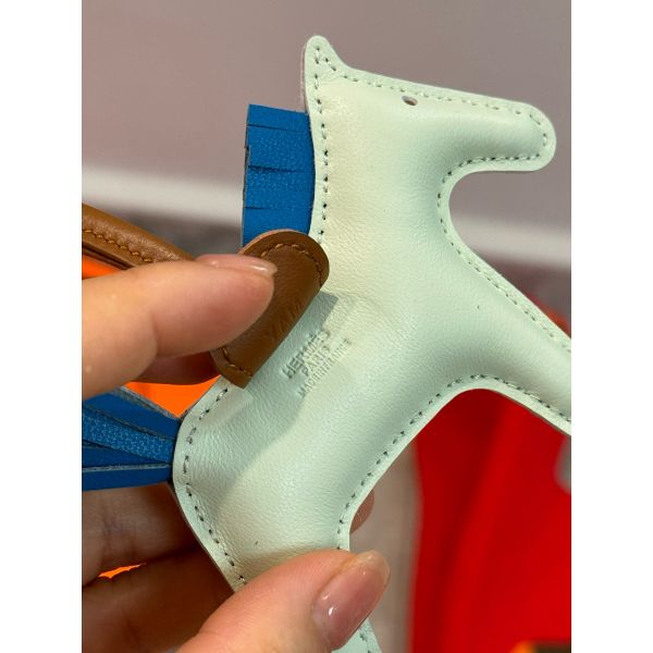 HERM Rodeo PM Bag Charm in Vert Fizz/Blue/Gold Lambskin