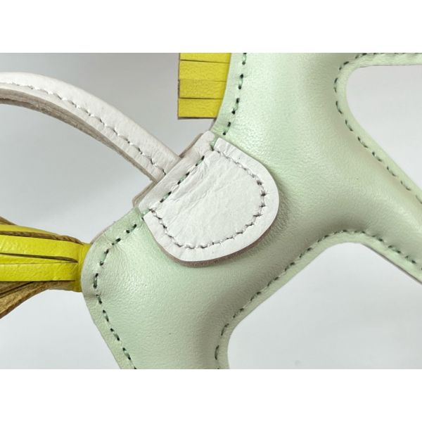 HERM Rodeo PM Bag Charm in Vert Fizz/Yellow/Craie Lambskin