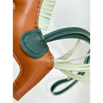 HERM Rodeo PM Bag Charm in Gold/Vert Fizz/Green Lambskin