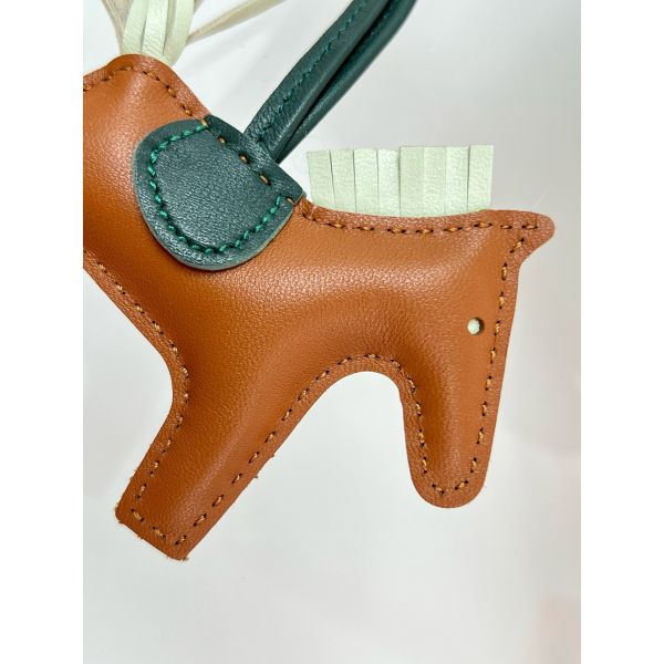 HERM Rodeo PM Bag Charm in Gold/Vert Fizz/Green Lambskin