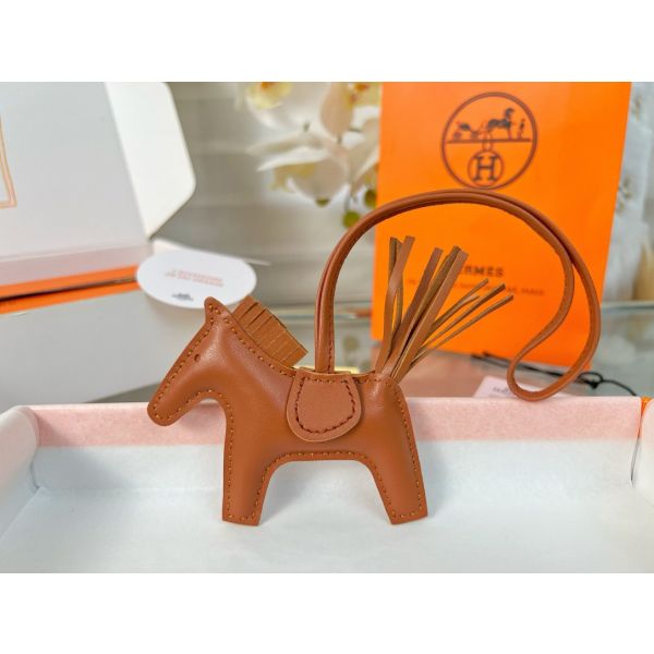 HERM Rodeo PM Bag Charm in Gold Lambskin