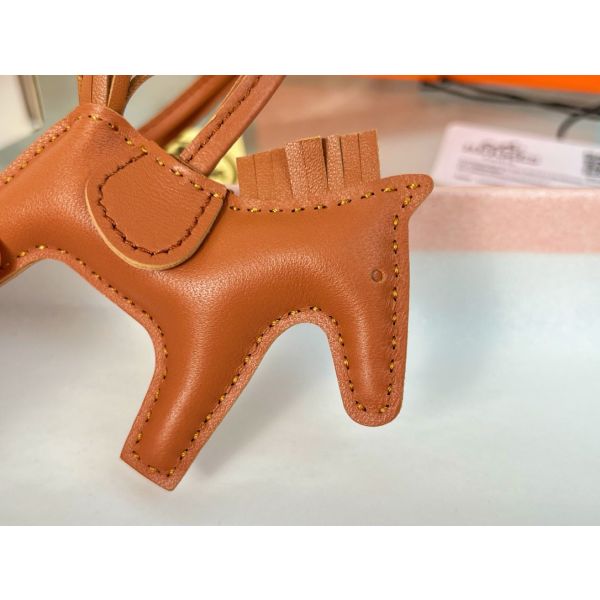 HERM Rodeo PM Bag Charm in Gold Lambskin