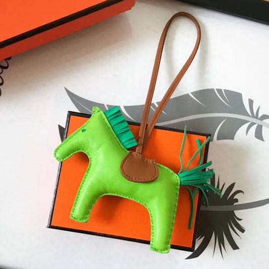 HERM Rodeo Horse Bag Charm In Fruit Green/Camarel/Green Leather