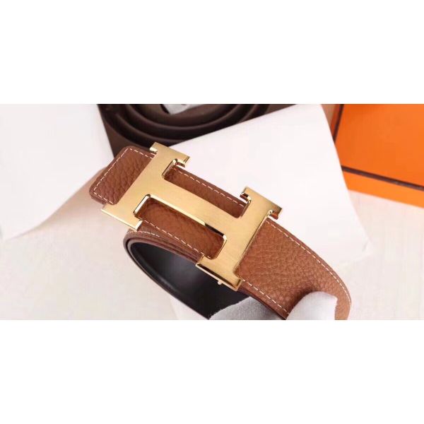 HERM H Belt Buckle & Brown Clemence 32 MM Strap