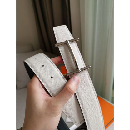 HERM H d'Ancre Reversible Belt In Black/White Epsom Leather