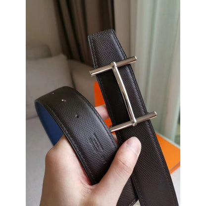 HERM H d'Ancre Reversible Belt In Indigo/Black Epsom Leather