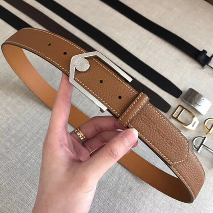 HERM Brown Licol 40 MM Reversible Leather Belt