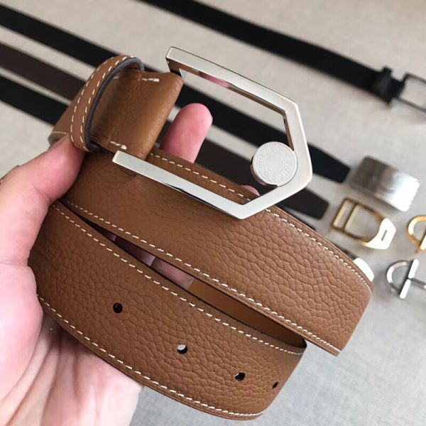 HERM Brown Licol 40 MM Reversible Leather Belt