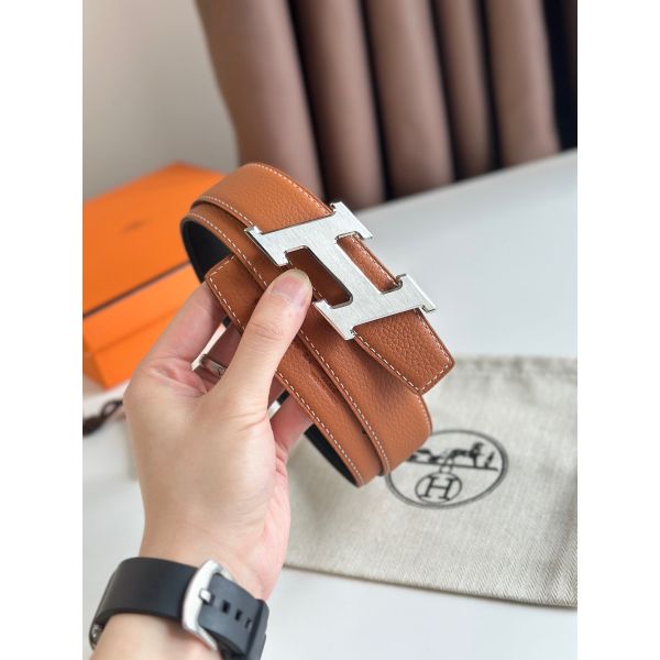 HERM H Speed Reversible Belt 32MM in Gold Clemence Leather