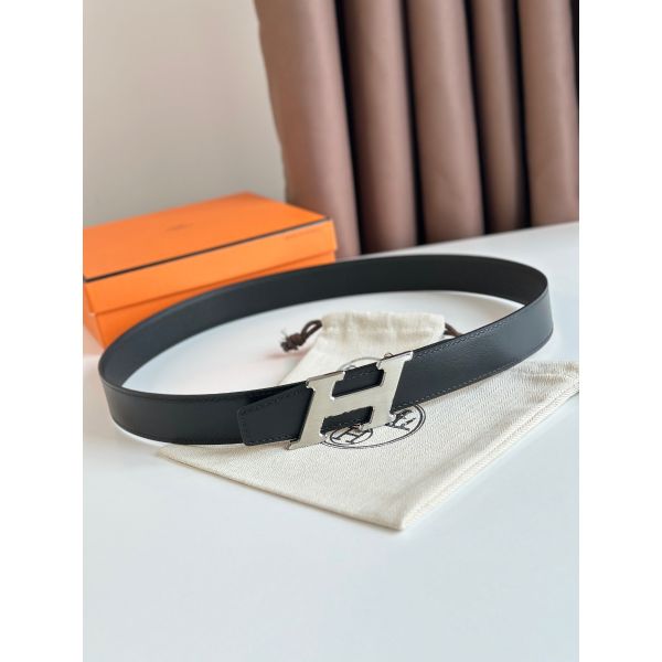 HERM H Speed Reversible Belt 32MM in Black Clemence Leather