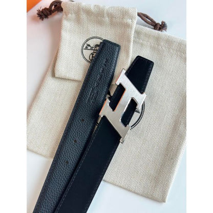 HERM H Speed Reversible Belt 32MM in Black Clemence Leather