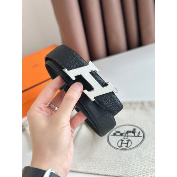 HERM H Speed Reversible Belt 32MM in Black Clemence Leather
