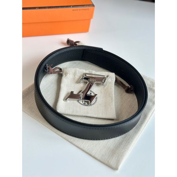 HERM H Speed Reversible Belt 32MM in Black Clemence Leather