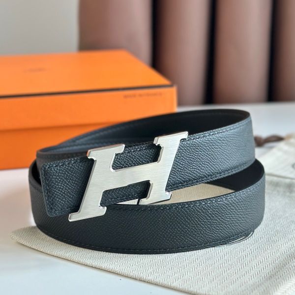 HERM H Speed Reversible Belt 32MM in Black Epsom Calfskin
