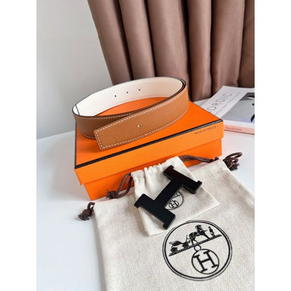 HERM Constance Reversible Belt 38MM in Epsom Leather with Black Buckle