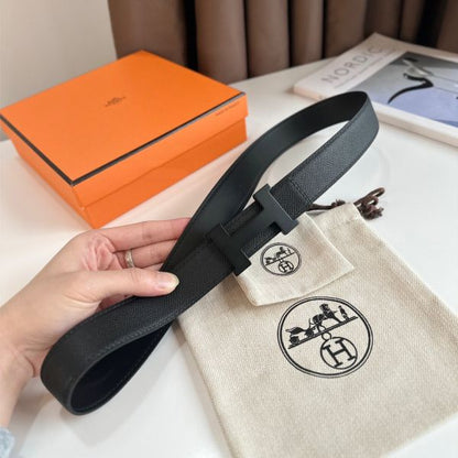 HERM Constance Reversible Belt 32MM in Epsom Leather with Black Buckle