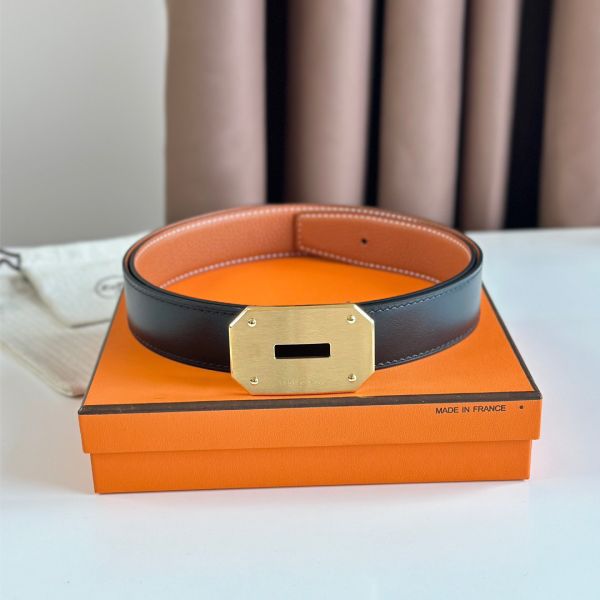 HERM Neo Reversible Belt 32MM in Gold Clemence Leather