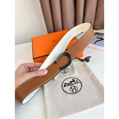 HERM Luck Reversible Belt 38MM in Epsom Leather with Black Buckle