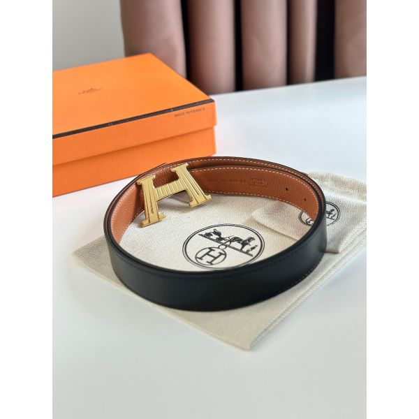 HERM H Take Off Reversible Belt 32MM in Gold Clemence Leather