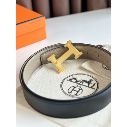 HERM H Reversible Belt 32MM in Black Clemence Leather