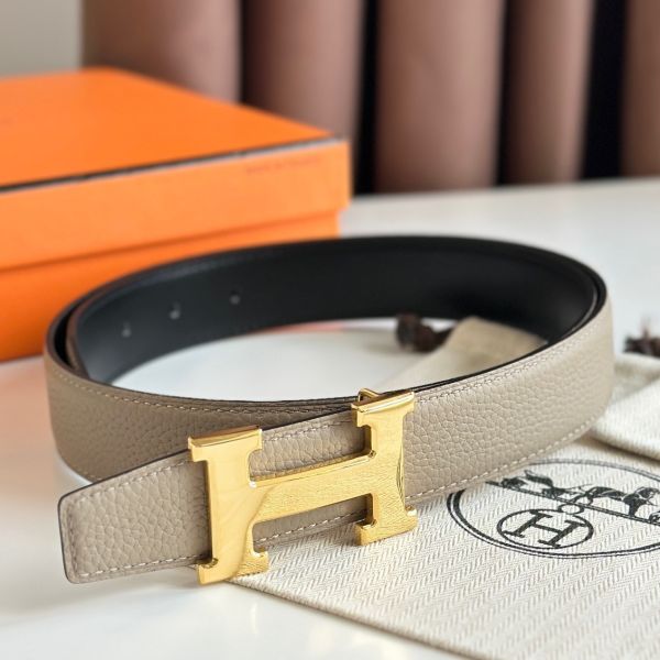 HERM H Reversible Belt 32MM in Black Clemence Leather