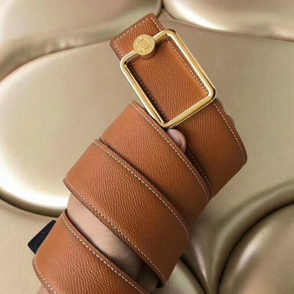 HERM Oscar Buckle 40 MM Belt Brown Reversible Leather