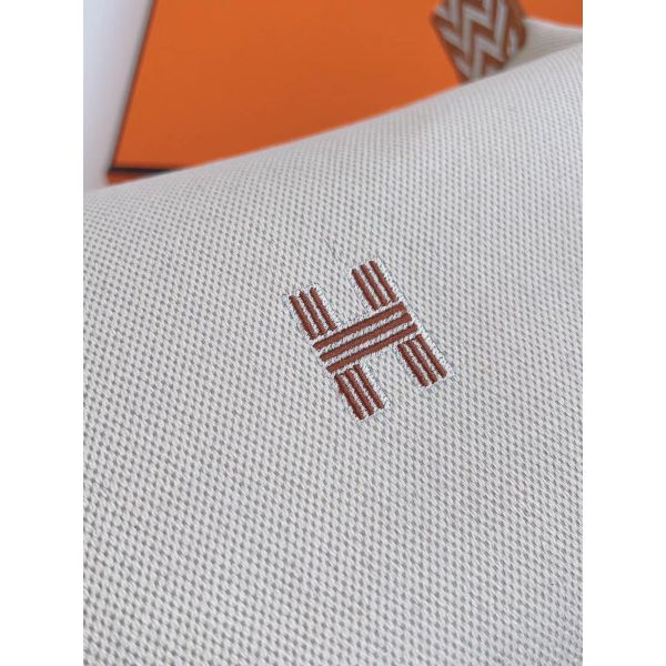 HERM Bride-a-Brac Large Case in Ecru Canvas with Brown Zigzag Motifs