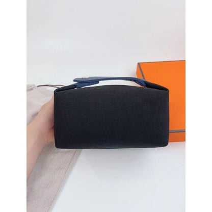 HERM Bride-a-Brac Large Case in Black Canvas with Zigzag Motifs