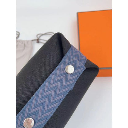 HERM Bride-a-Brac Large Case in Black Canvas with Zigzag Motifs