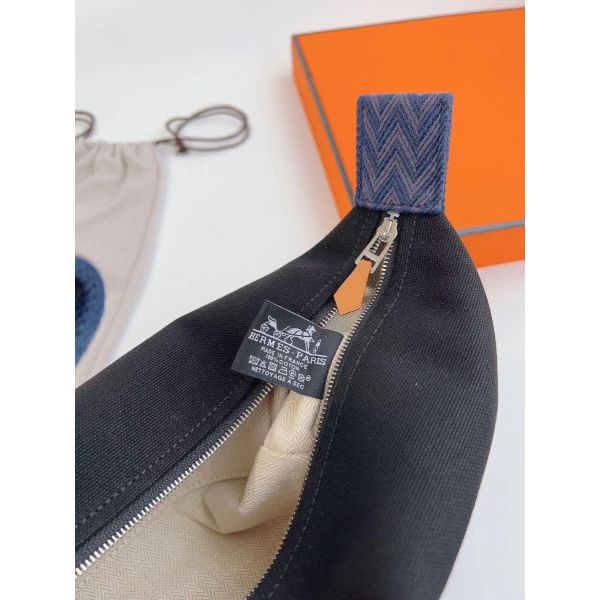 HERM Bride-a-Brac Large Case in Black Canvas with Zigzag Motifs