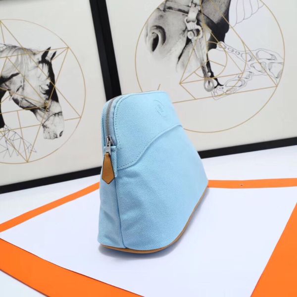 HERM Medium Bolide Travel Case In Blue Lin Cotton