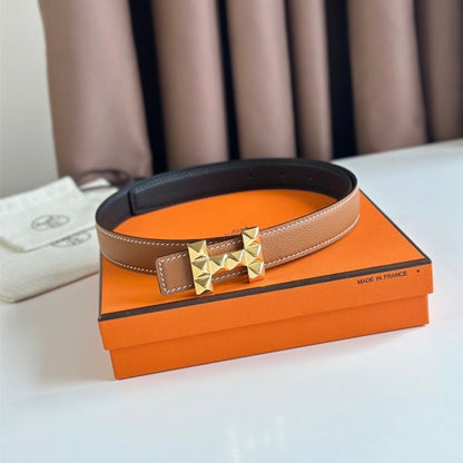 HERM H Medor Reversible Belt 24MM in Gold Epsom Leather